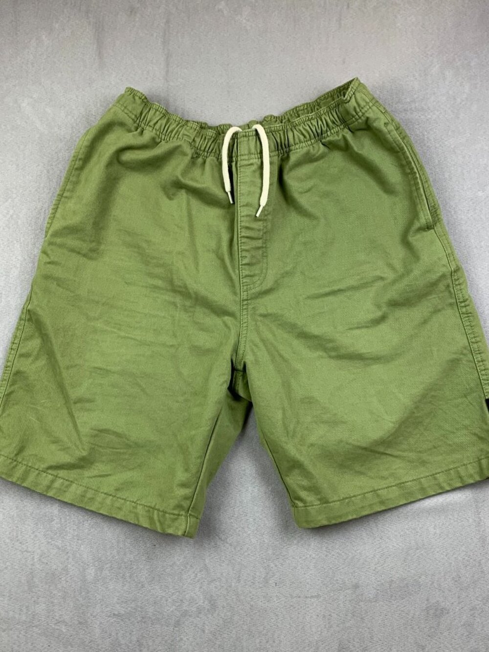 Stussy Mens Baggy Beach Shorts Medium Green Elastic Waist Drawstring Cotton